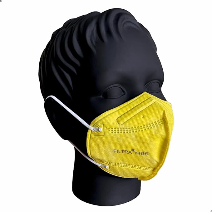 Yellow N95 Ear Loop N95 Mask Medium Size Box of 25 Masks