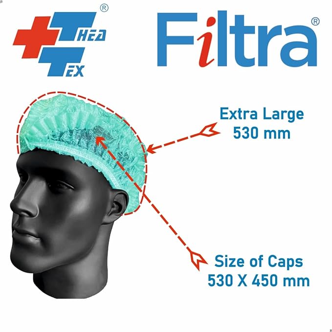Green Disposable Bouffant Cap 21" Box of 100 Caps