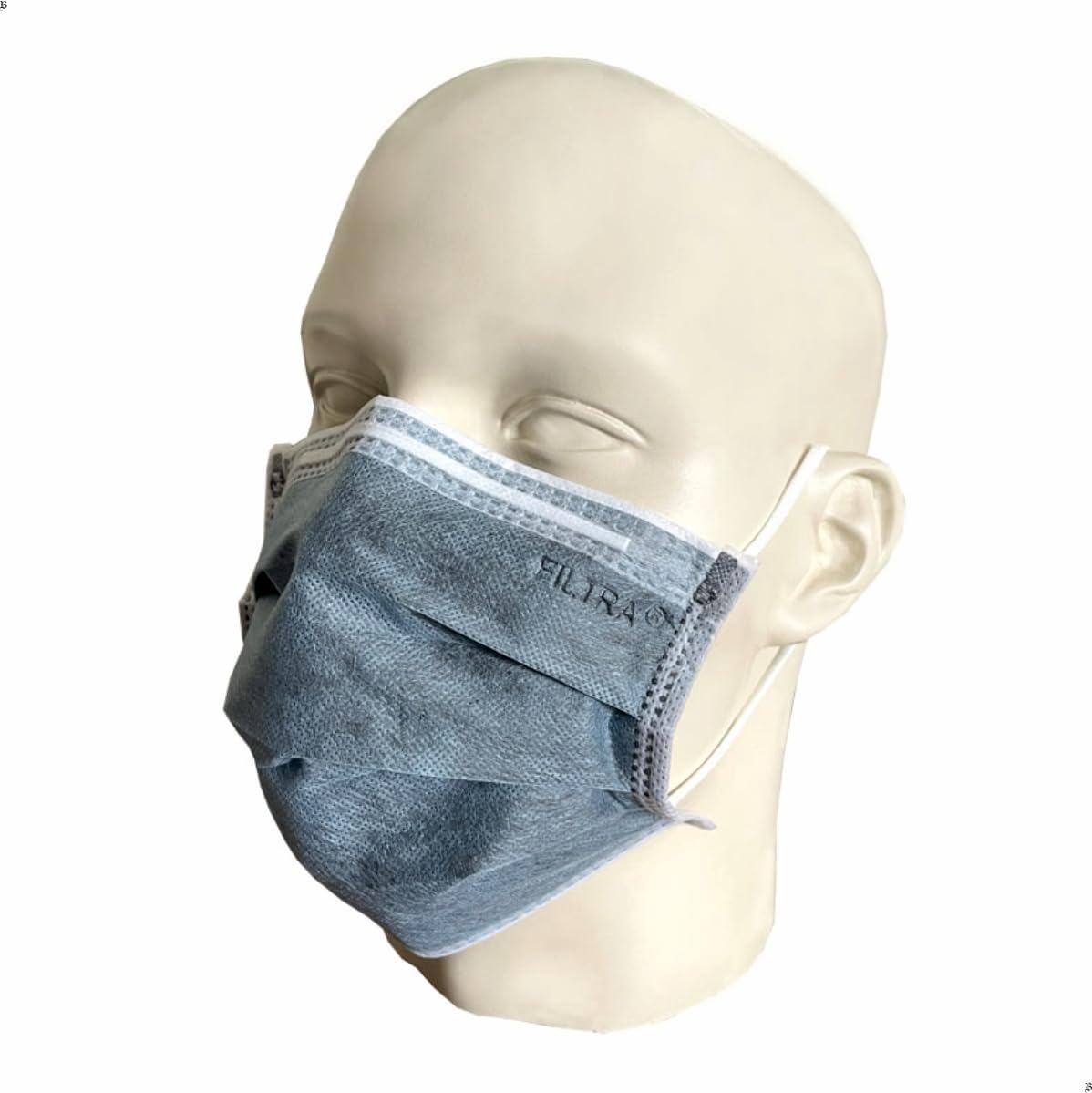 Grey 4-Ply Ear Loop Activated Carbon Mask Box of 50 Masks