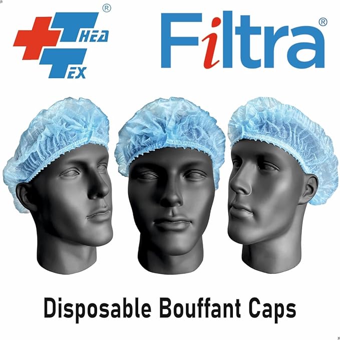 Blue Disposable Bouffant Cap 21" Box of 100 Caps