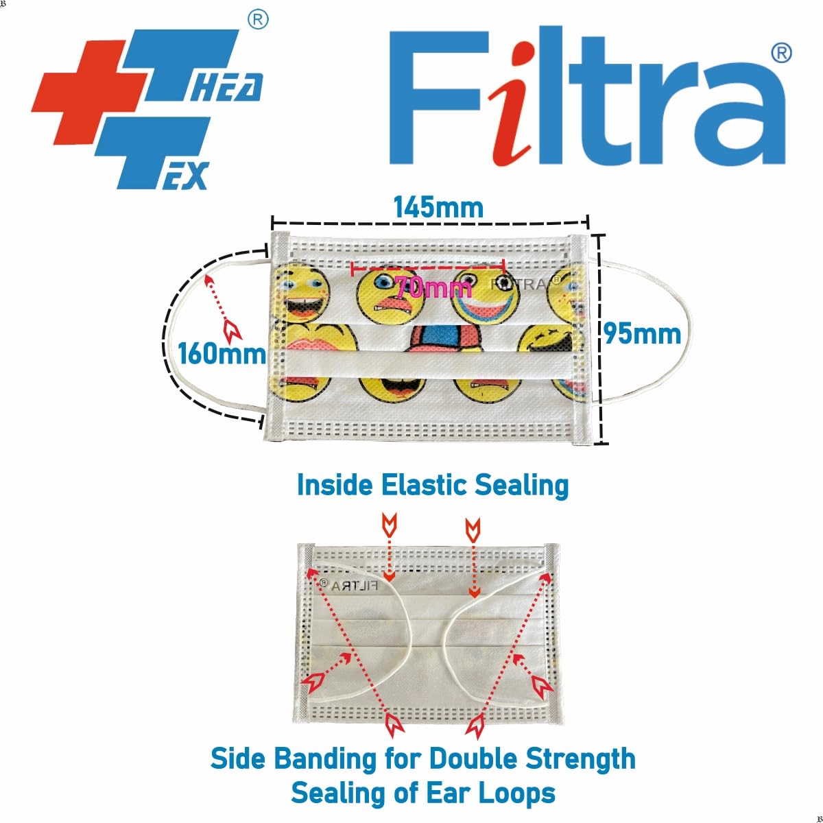 Cartoon Design 3-Ply Ear Loop Kids Mask Pouch of 20 Pcs Masks