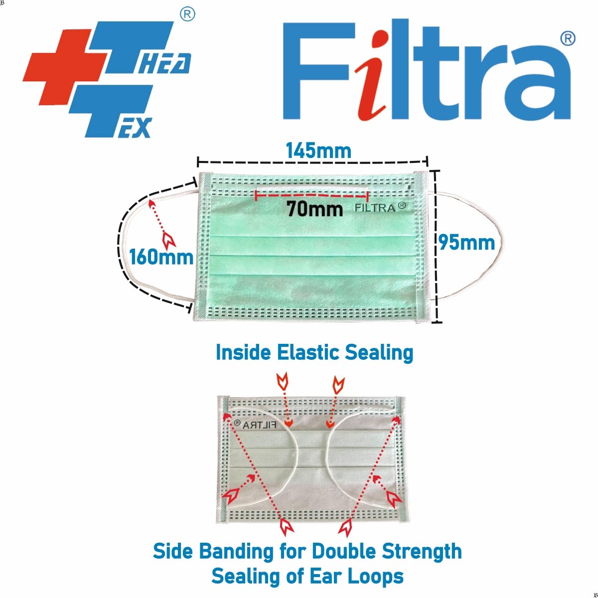 Green 3-Ply Ear Loop Kids Mask Pouch of 20 Pcs Masks