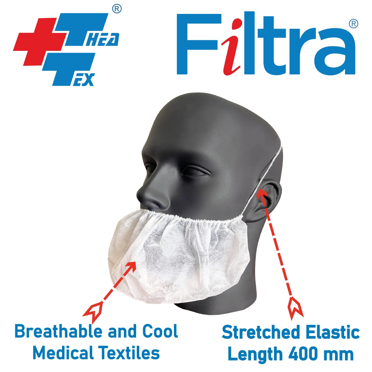 White Beard Cover with Headband Elastic 25 Gsm Pack of 100 Nos
