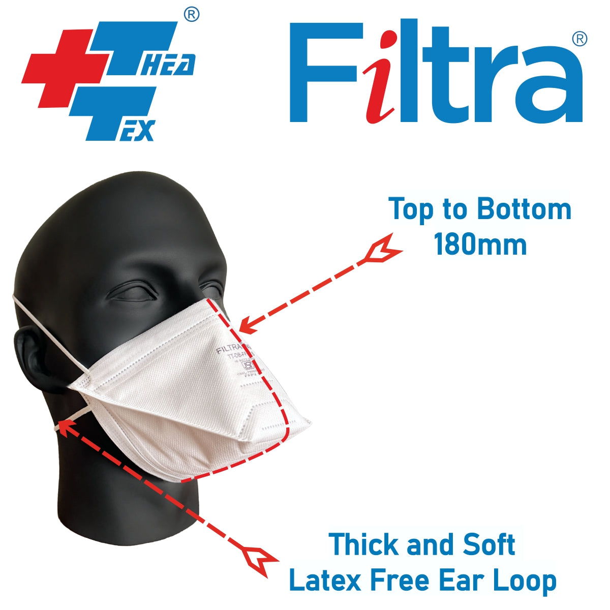 White N95 Duck Bill Mask with Headbands Box of 25 Masks