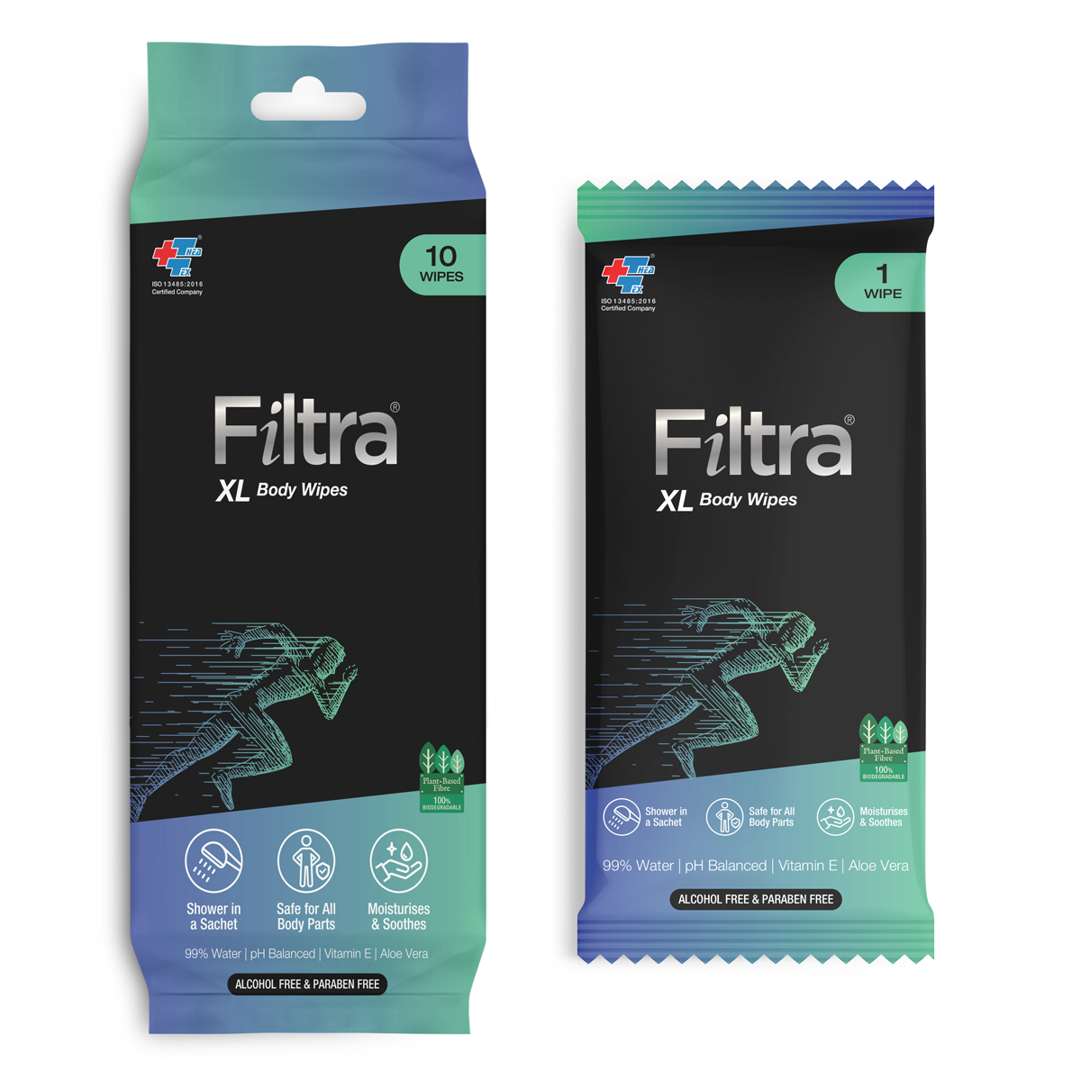 XL Body Wipes-Single Pack Sachets 10 (Pack of 4 Pouch)