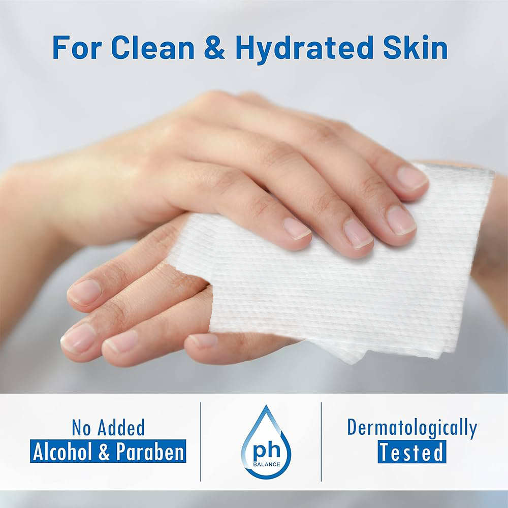 Image of a woman using filtra ultra thick body wipe for cleaning her hands