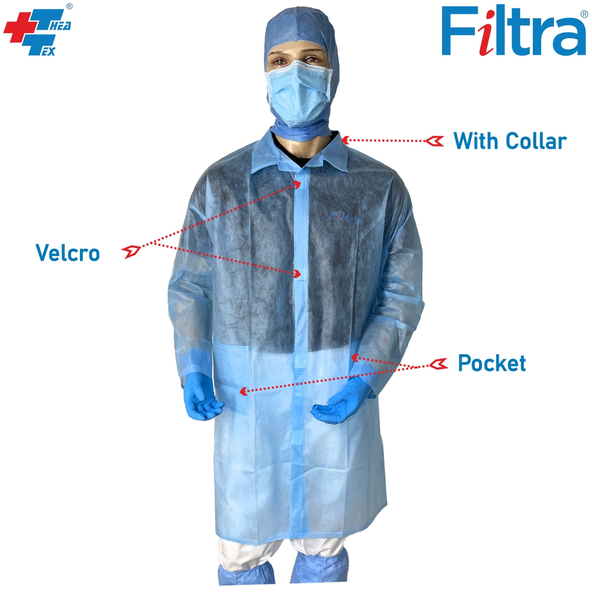 30 GSM PP Spunbond Lab Coat or Visitor Coat Pack of 2 Nos