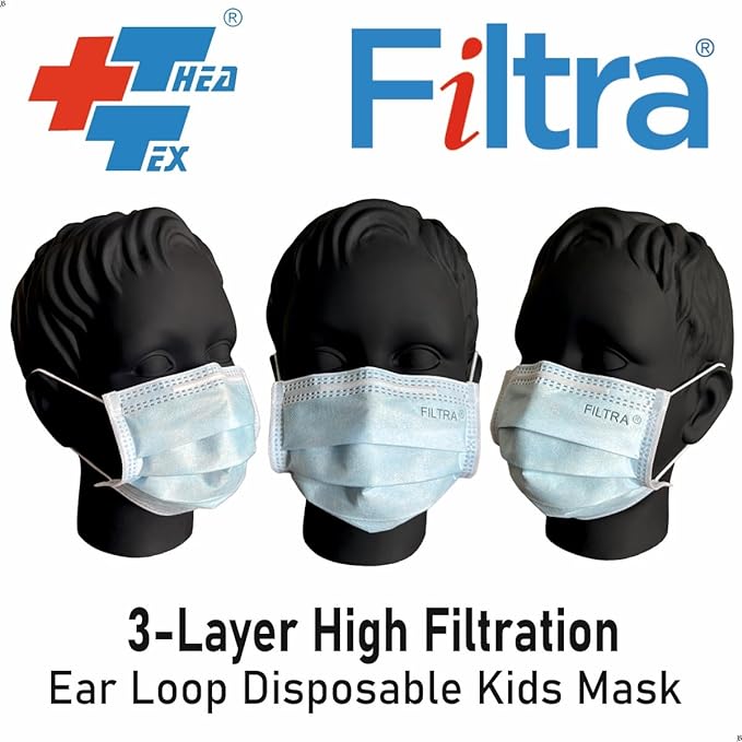 Blue 3-Ply Ear Loop Kids Mask Box of 50 Masks