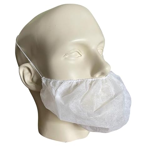 White Beard Cover with Headband Elastic 25 Gsm Pack of 100 Nos