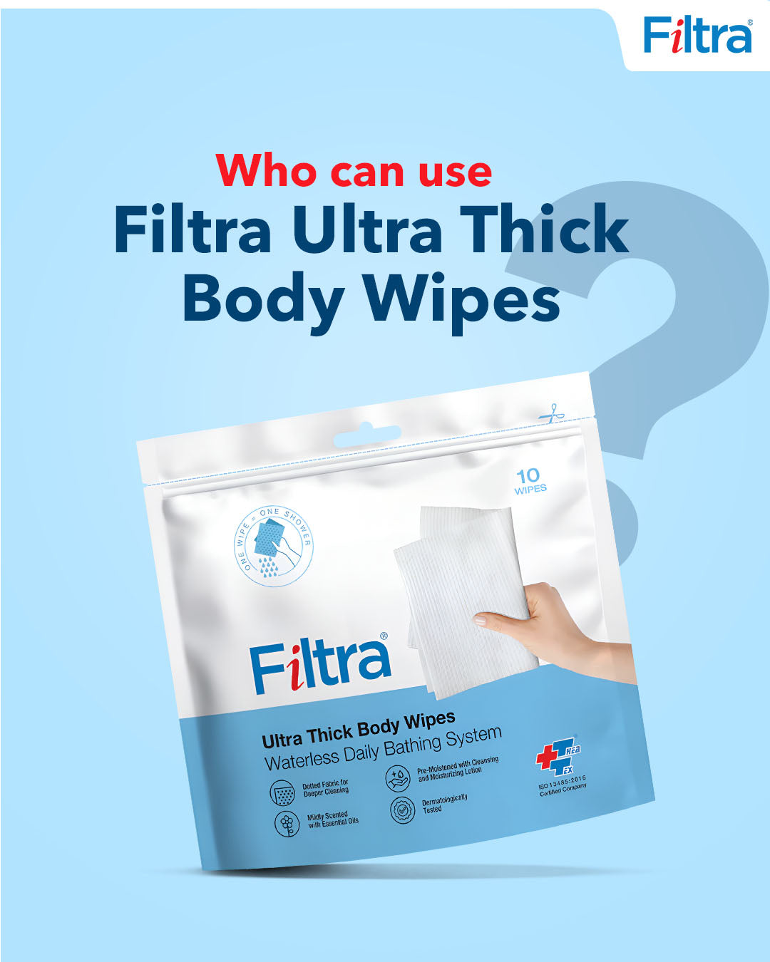 Ultra Thick Body Wipes Re-Sealable Zip Lock Pouch of 10 Wipes (Pack of 3 Pouch)