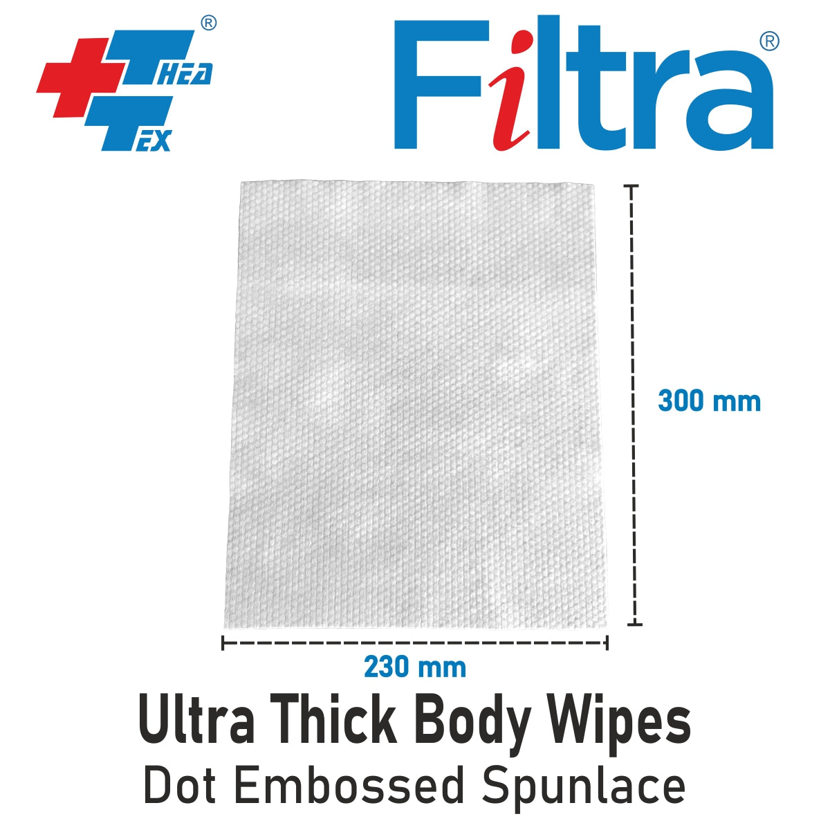 Image showing filtra ultra thick body wipes showing its specifications