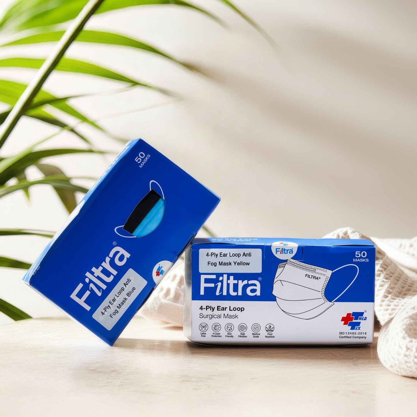 Blue 4-Ply Ear Loop Anti Fog Mask Box of 50 Masks