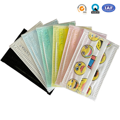 Cartoon Design 3-Ply Ear Loop Kids Mask Pouch of 20+Box of 50 Masks