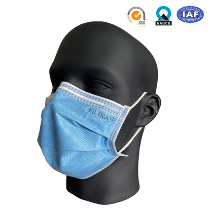 Blue 3-Ply Ear Loop SMS Mask Box of 100 Masks