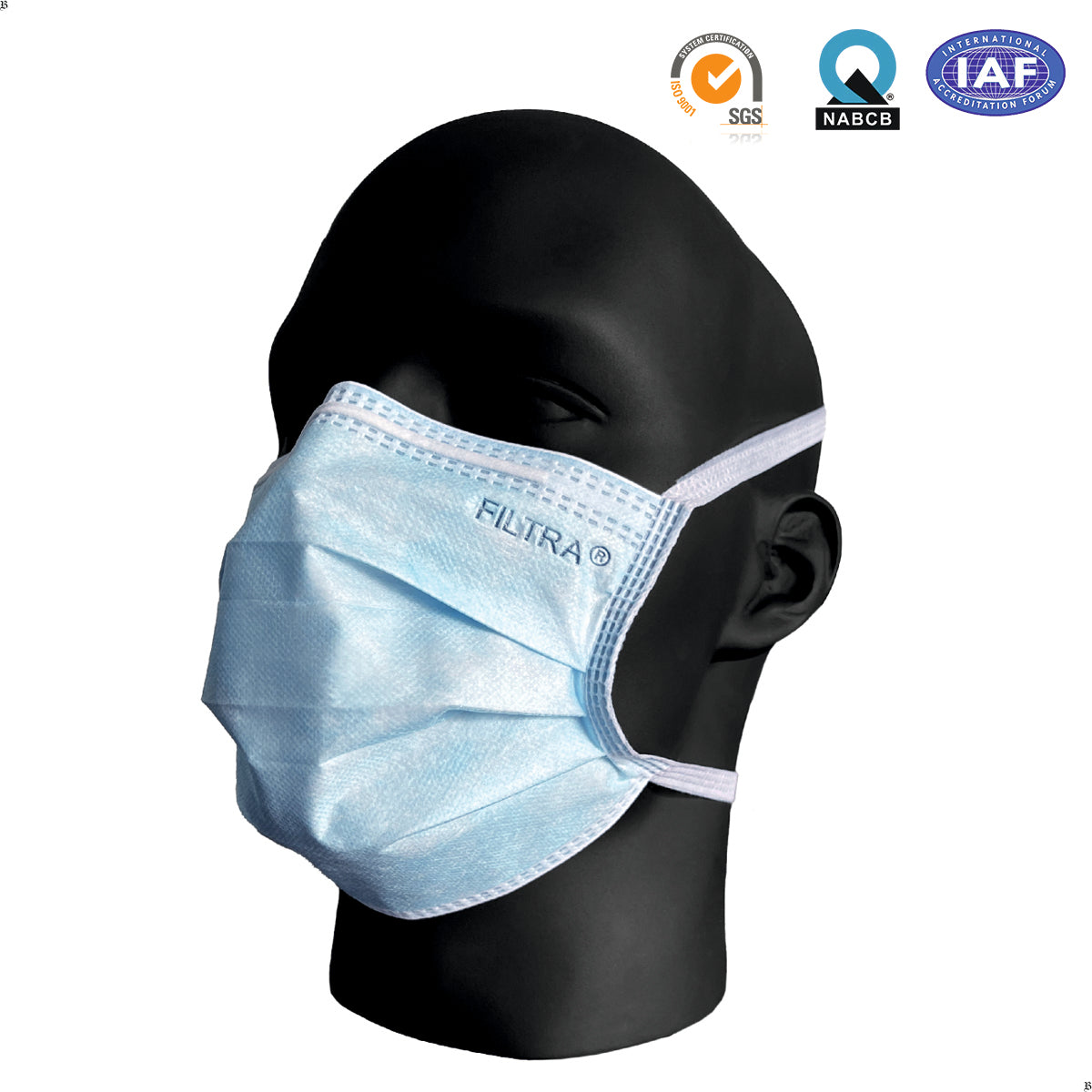 Blue 3-Ply Tie-On Surgical Mask Box of 50 Masks