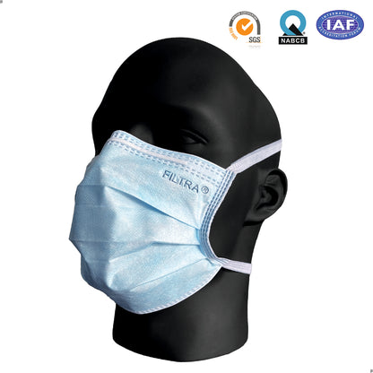 Blue 3-Ply Tie-On Surgical Mask Box of 50 Masks