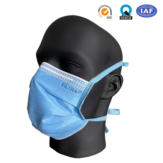 Blue 3-Ply Tie On SMS Mask Box of 50 Masks