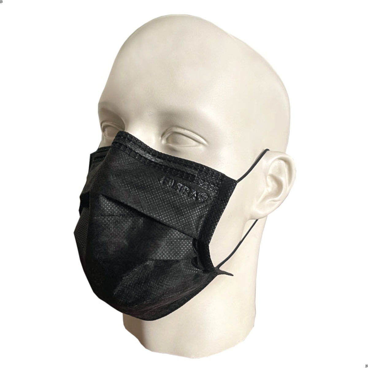 FILTRA® 3-Ply Ear Loop Surgical Mask & N95 Mask with Ear Loops | Black+Black |Pouch of 20+Pouch of 10 Masks