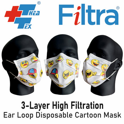 FILTRA 3-layer disposable cartoon mask with ear loops. High filtration.