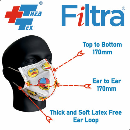 FILTRA® 3-Ply Ear Loop Surgical Mask | Cartoon | Box of 100 Masks