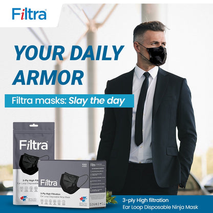 Black+Multi Colour 3-Ply Ear Loop Surgical Mask Adult+Kids Pouch of 20 Masks