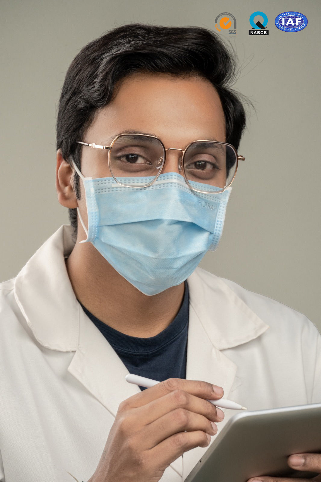 Blue 3-Ply Ear Loop Surgical Mask Pouch of 20 Masks