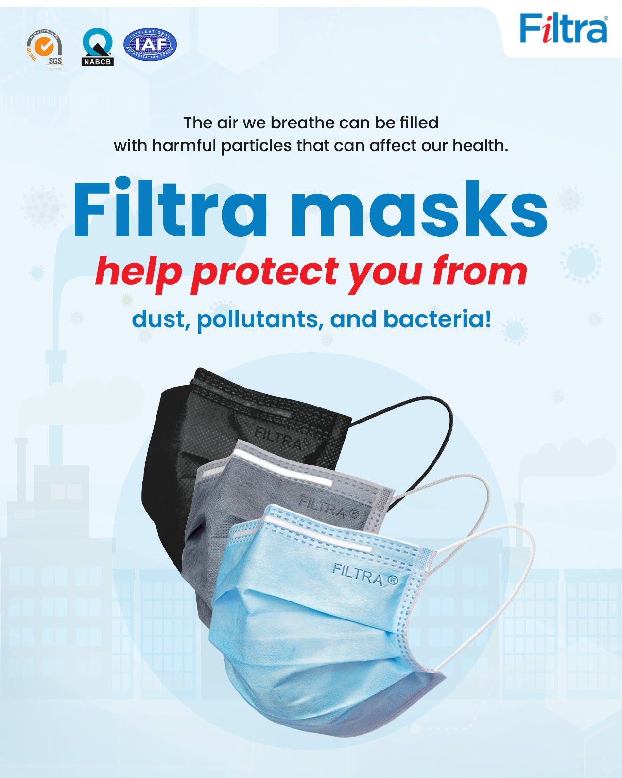 Blue 3-Ply Ear Loop Surgical Mask Pouch of 20 Masks