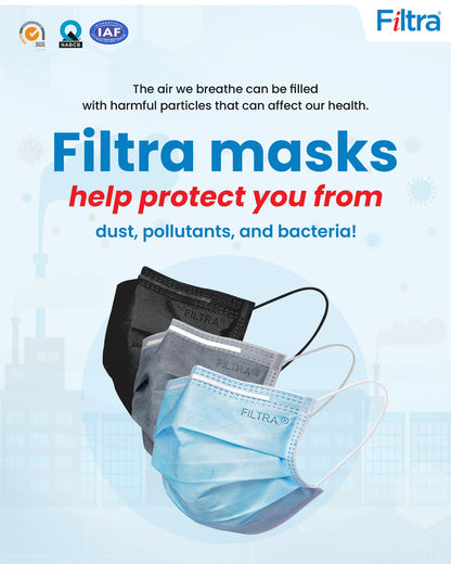 Blue 3-Ply Ear Loop Surgical Mask Pouch of 20 Masks