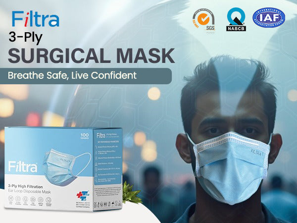 Blue 3-Ply Ear Loop Surgical Mask Pack of 2 Boxes X 100 Masks