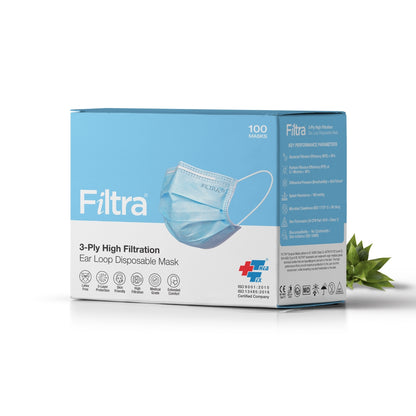 Blue 3-Ply Ear Loop Surgical Mask Box of 100 Masks