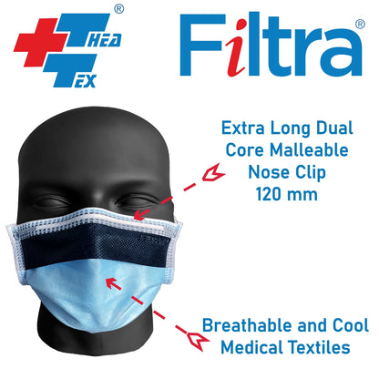 FILTRA® 4-Ply Ear Loop Anti Fog Mask | Blue | Box of 50 Masks