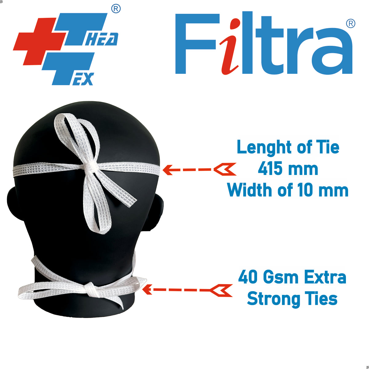 FILTRA® 4-Ply Tie On Visor Mask | Blue | Box of 20 Masks