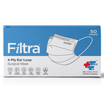 FILTRA® 4-Ply Ear Loop Mask | Blue | Box of 50 Masks