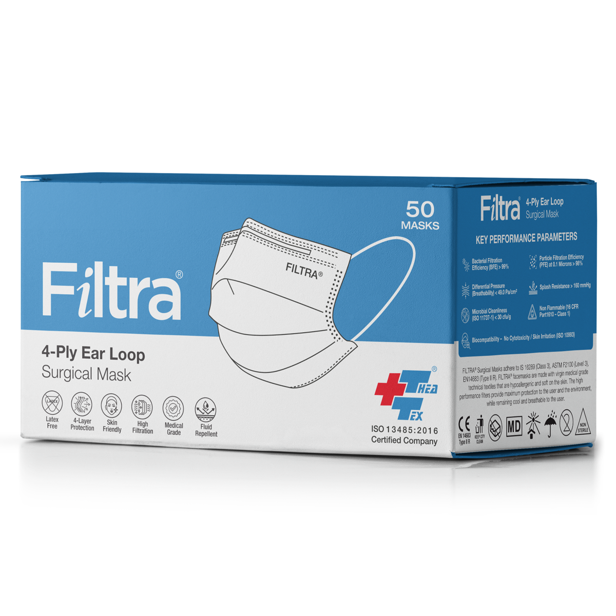 FILTRA® 4-Ply Ear Loop Mask | Yellow | Box of 50 Masks