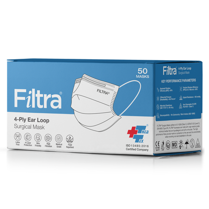 FILTRA® 4-Ply Ear Loop Mask | Yellow | Box of 50 Masks