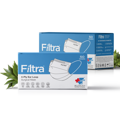 FILTRA® 4-Ply Ear Loop Mask | Blue | Box of 50 Masks