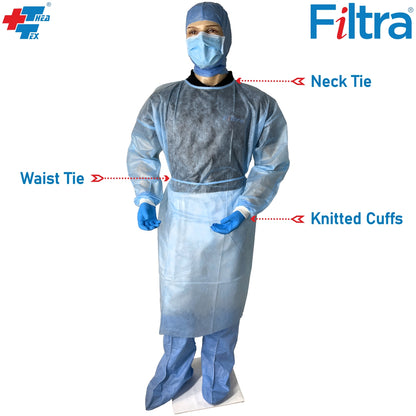 40 GSM PP Spunbond Non-Sterile Isolation Gown | Blue | Pack of 2 Nos