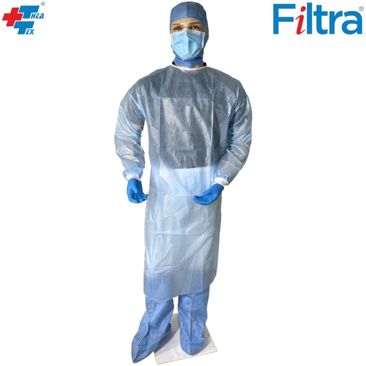 40 GSM PP+PE Laminated Non-Sterile Fluid Repellent Gown | Blue | Pack of 2 Nos