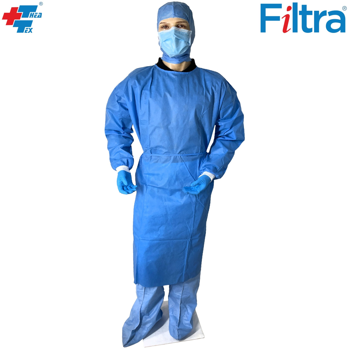 43 GSM SMS Non-Sterile Fluid Repellent Gown | SMS Dark Blue | Pack of 2 Nos