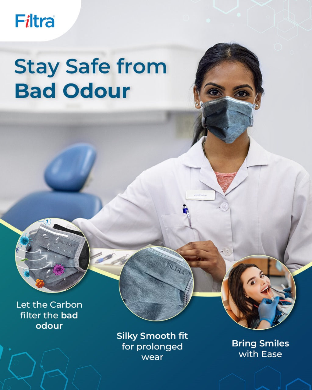 Grey 4-Ply Ear Loop Activated Carbon Mask Zip Lock Pouch of 20 Masks (20 count Pack of 3)