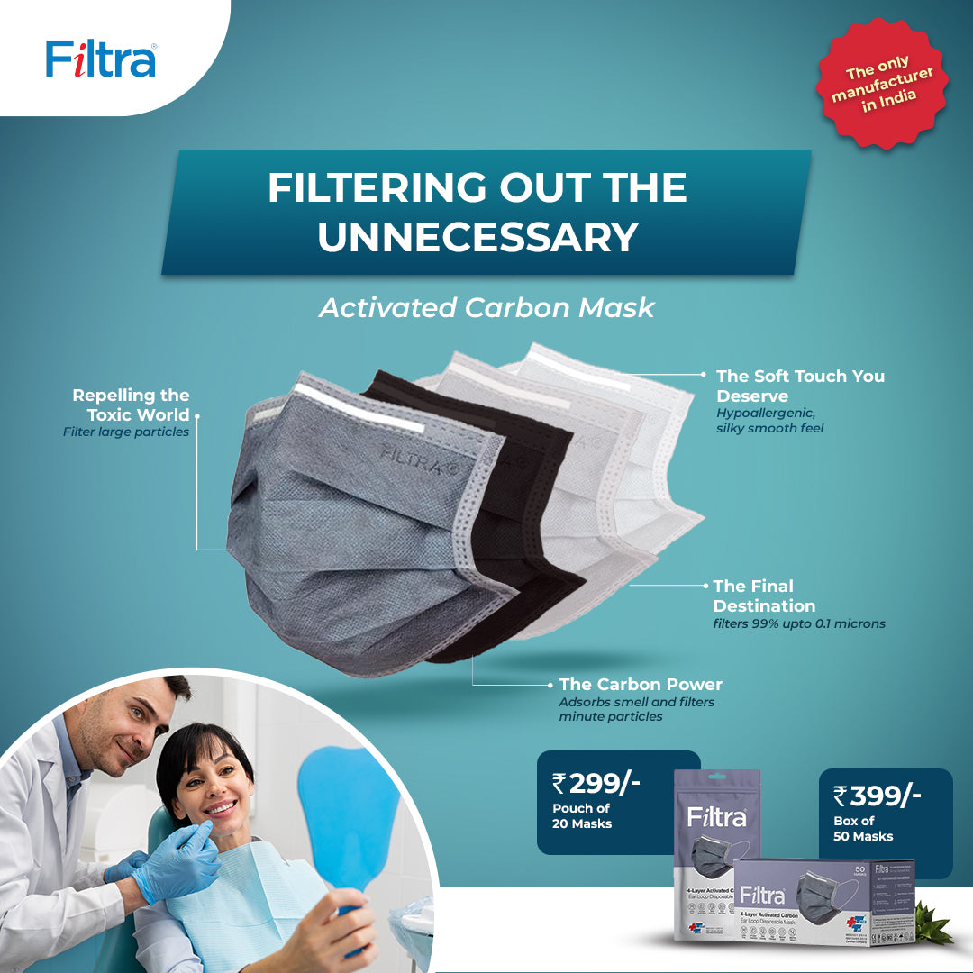 Grey 4-Ply Ear Loop Activated Carbon Mask Zip Lock Pouch of 20 Masks (20 count Pack of 3)