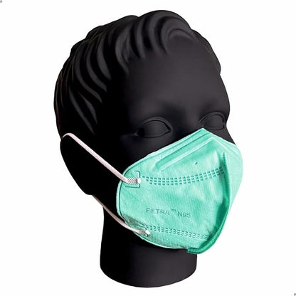 FILTRA® N95 Ear Loop N95 Mask | Medium Size | Green | Box of 25 Masks