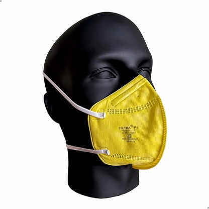 FILTRA® FFP1 Particulate Respirator Mask | Yellow Mask with Flat Headbands | Box of 50 Masks