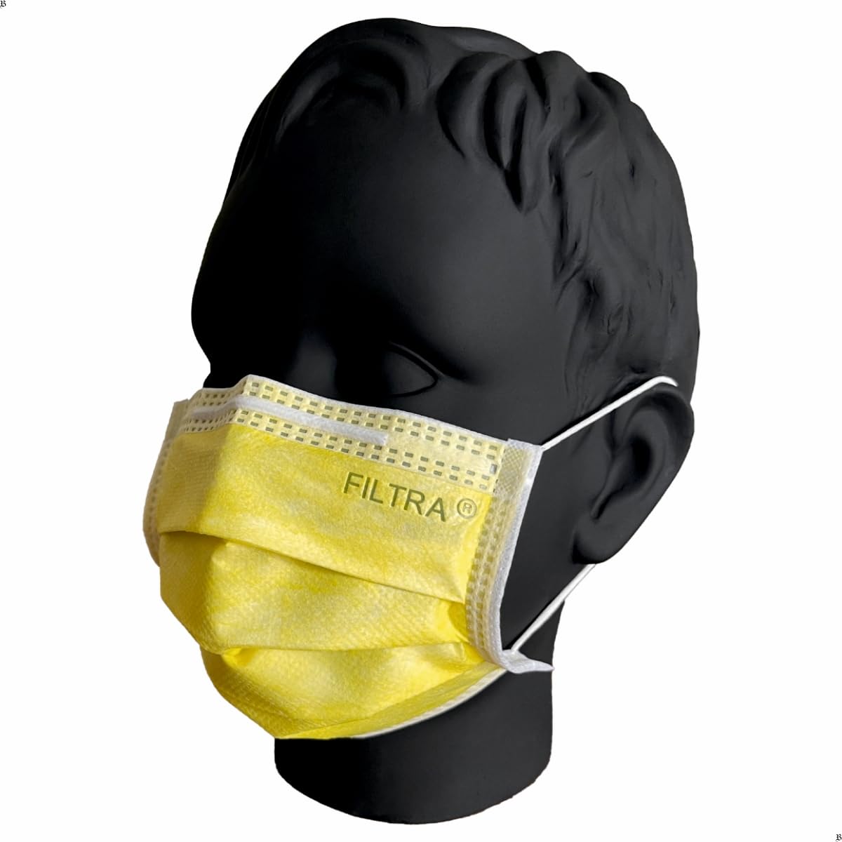 FILTRA® 3-Ply Ear Loop Kids Mask  | Yellow | Pouch of 20 Pcs Masks