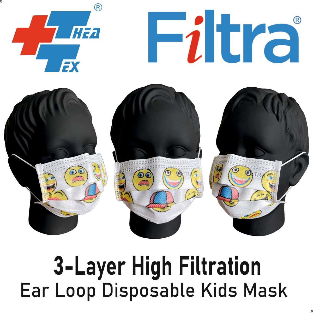 FILTRA® 3-Ply Ear Loop Kids Mask  | Cartoon Design | Pouch of 20+Box of 50 Masks