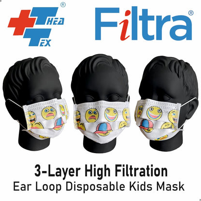 FILTRA® 3-Ply Ear Loop Kids Mask  | Multi Colour | Pouch of 20 Pcs Masks