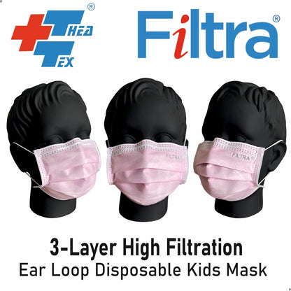 FILTRA® 3-Ply Ear Loop Surgical Mask | Adult+Kids | Black+Multi Colour |Pouch of 20 Masks