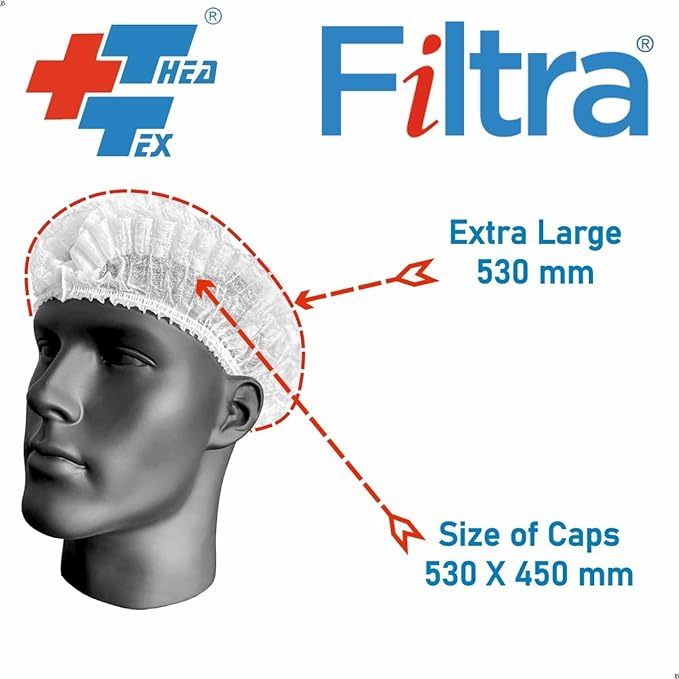 FILTRA® Disposable Bouffant Cap | White | 21" | Box of 100 Caps