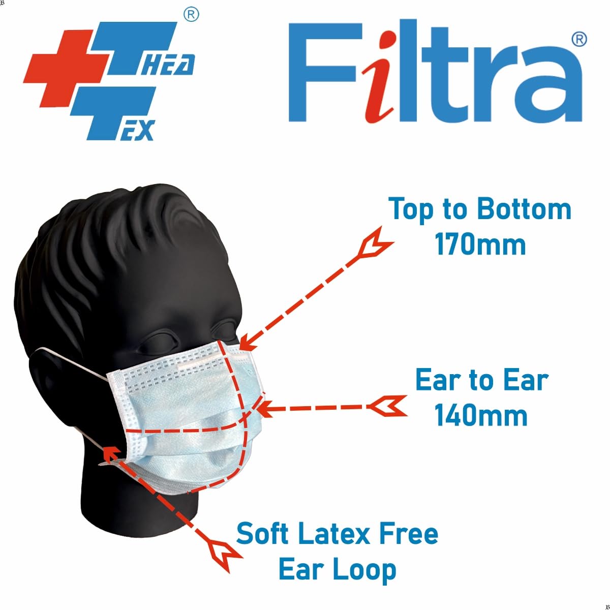 FILTRA® 3-Ply Ear Loop Kids Mask  | Blue | Pouch of 20 Pcs Masks