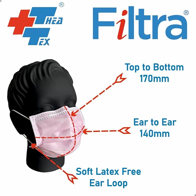 FILTRA® 3-Ply Ear Loop Kids Mask  | Pink | Pouch of 20 Pcs Masks